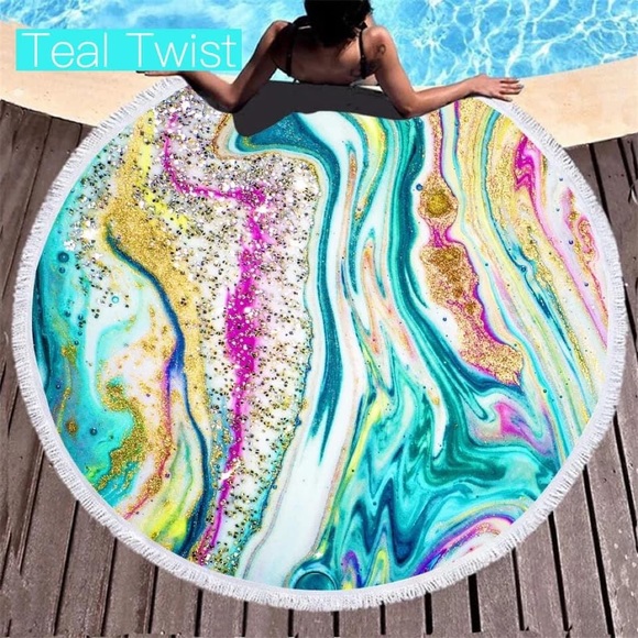 MLJ Boutique Bath New Beach Round Towel Glitter Print 6 Poshmark